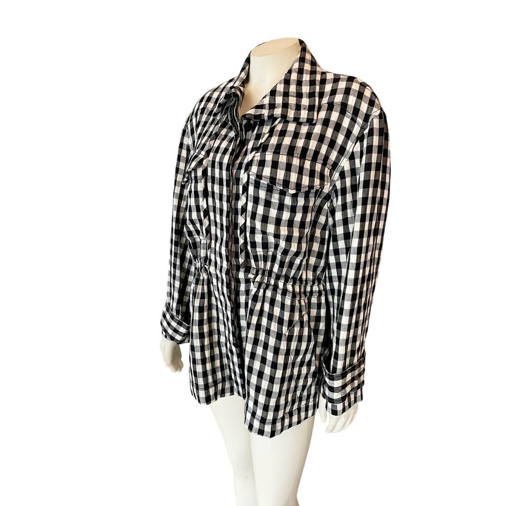 M.M. LaFleur The Allison Anorak Luxe Gingham Black and White Drawstring Jacket